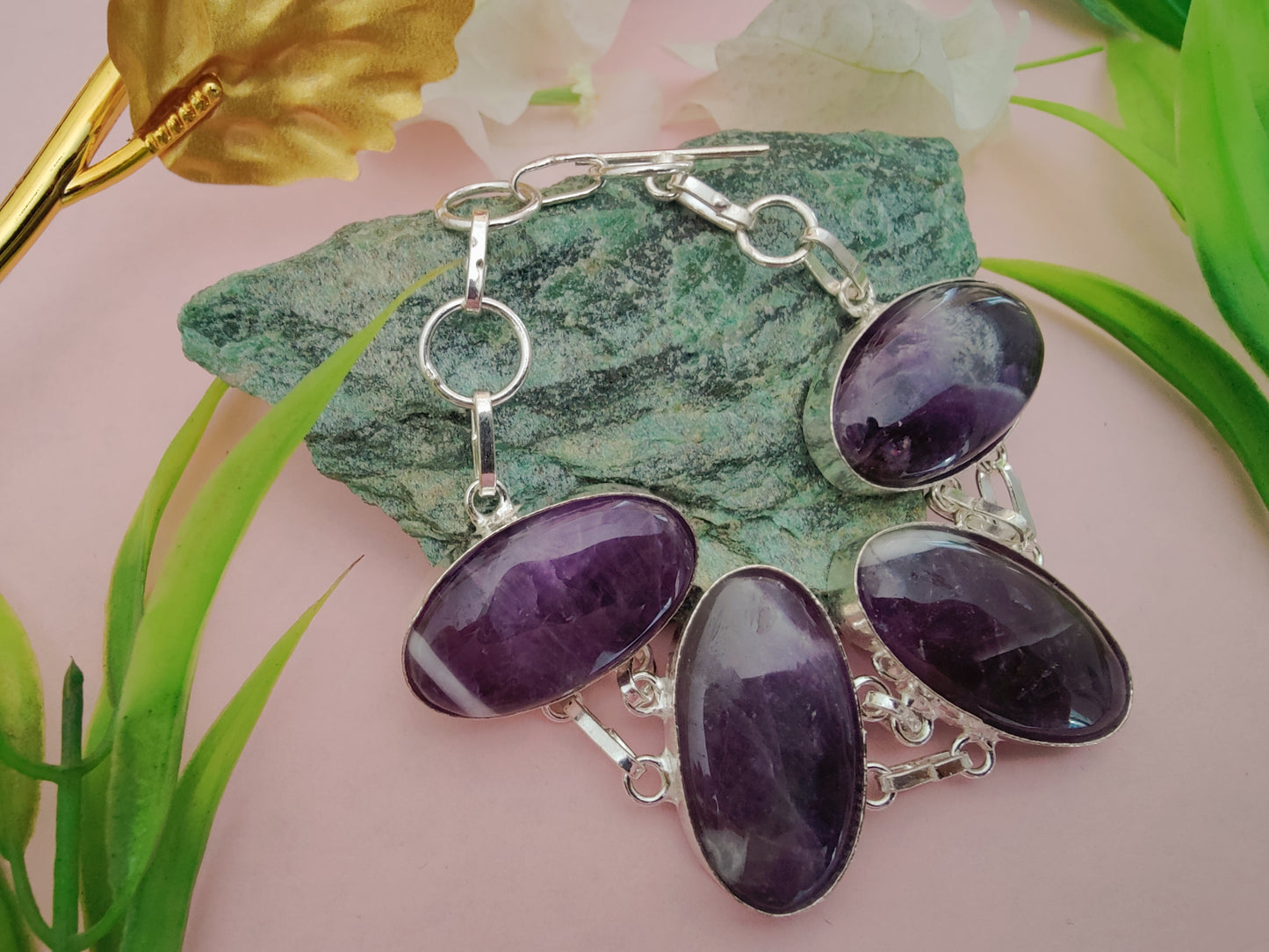 Amethyst Metal Bracelet