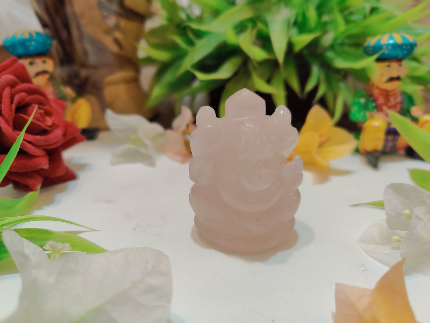 Rose Quartz Ganesha Idol