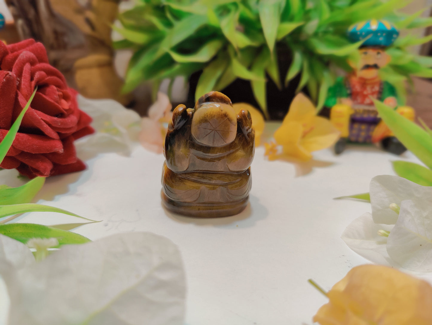 Tiger Eye Ganesha Idol