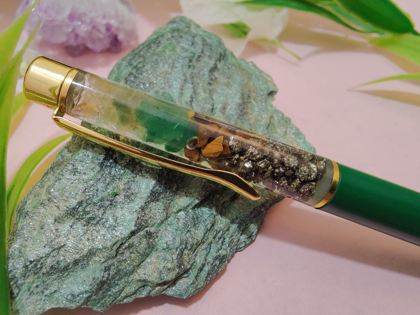 Pyrite and Green Aventurine Ball Pen