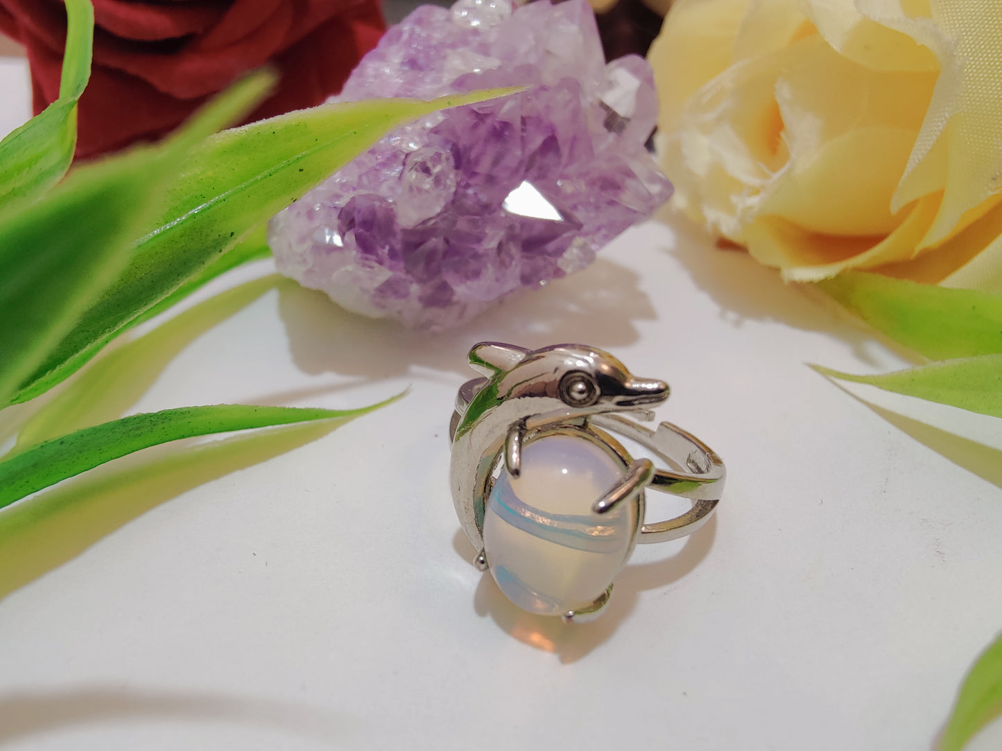 Fish Design Crystal Rings