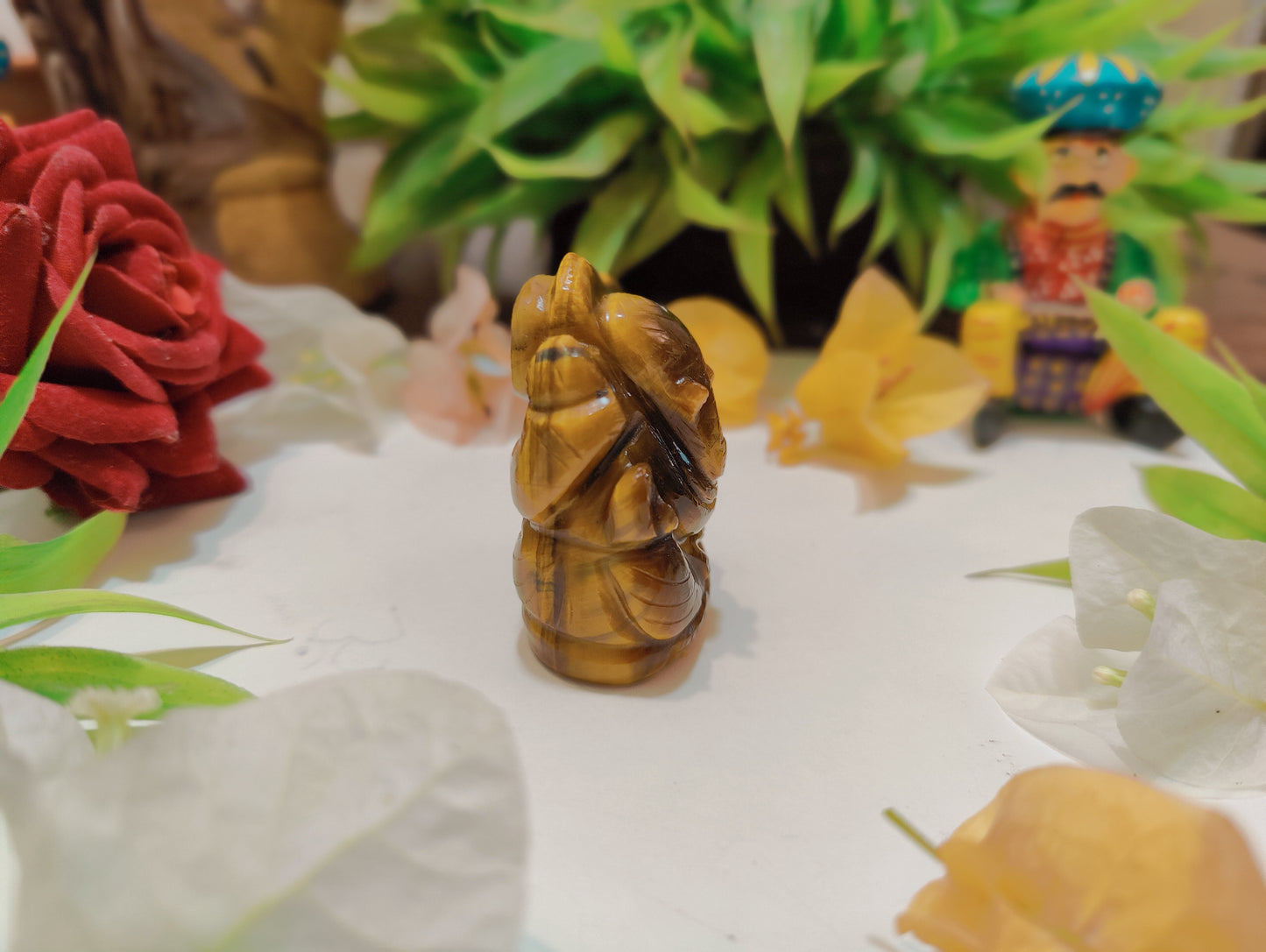 Tiger Eye Ganesha Idol
