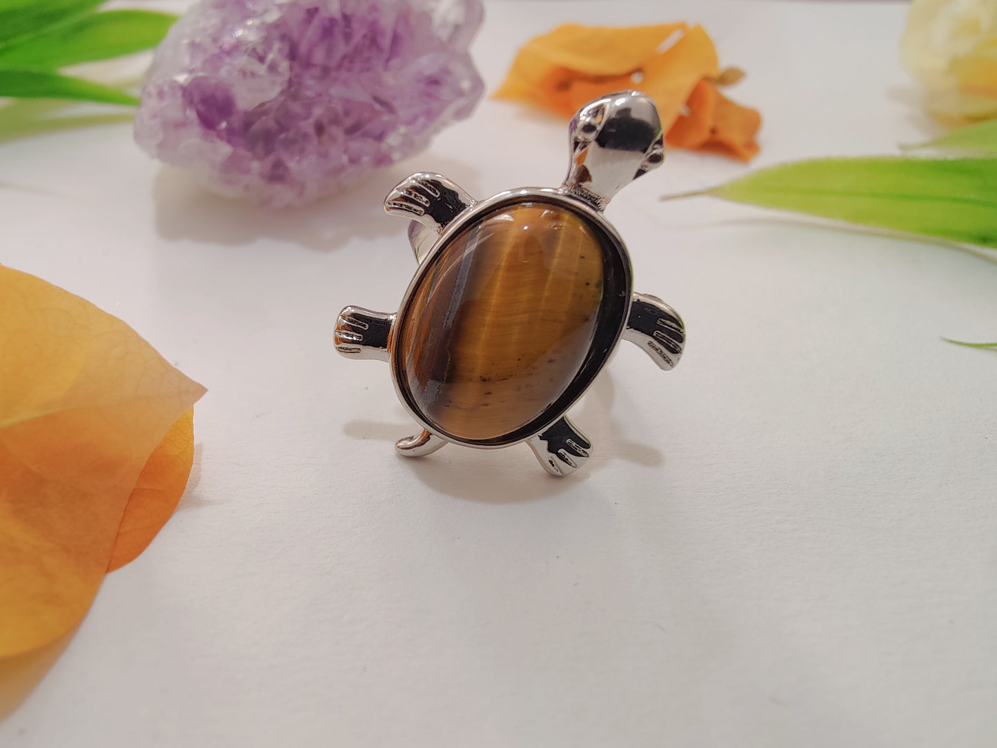 Tiger Eye Tortoise Shape Ring