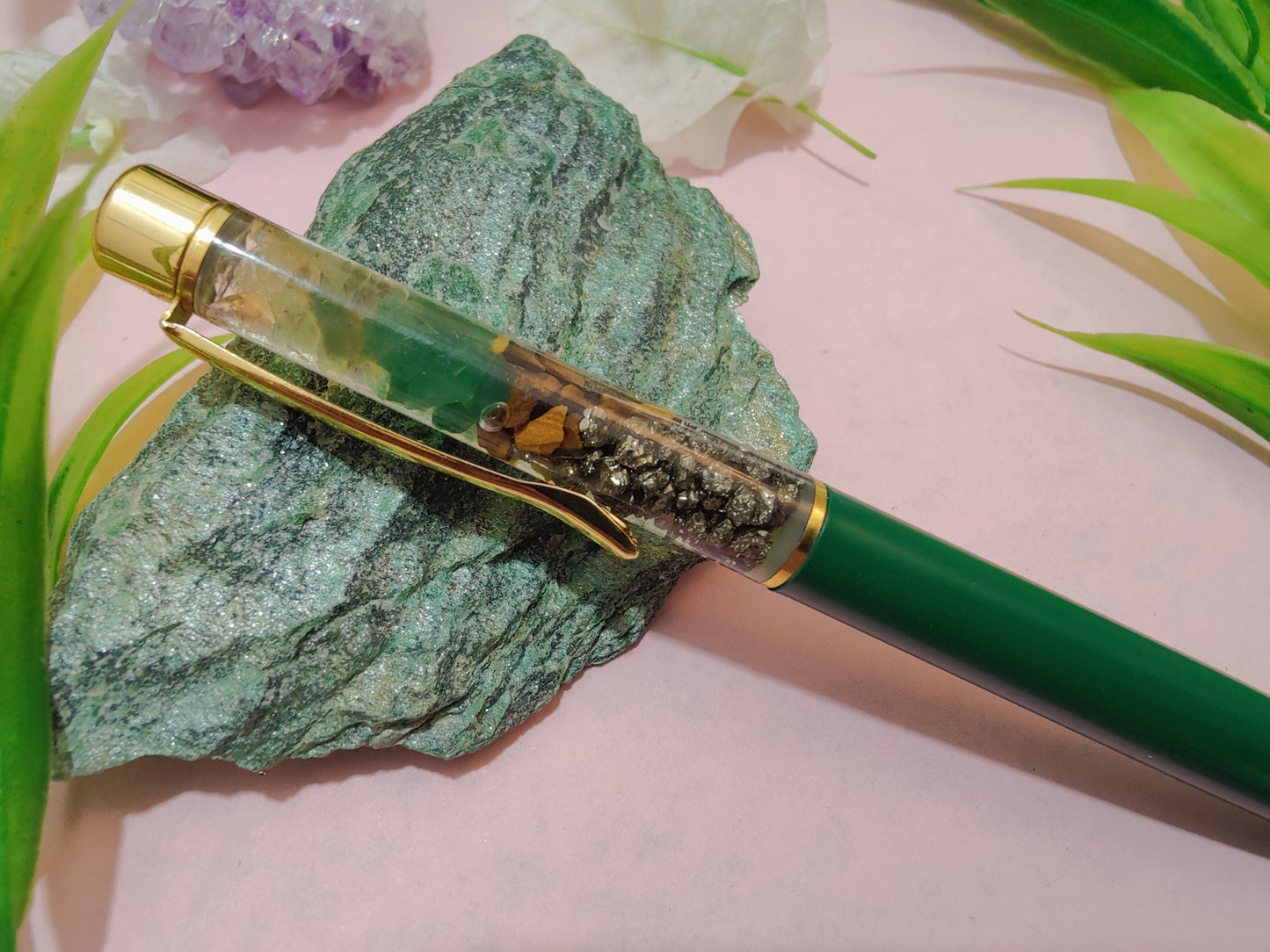 Pyrite and Green Aventurine Ball Pen