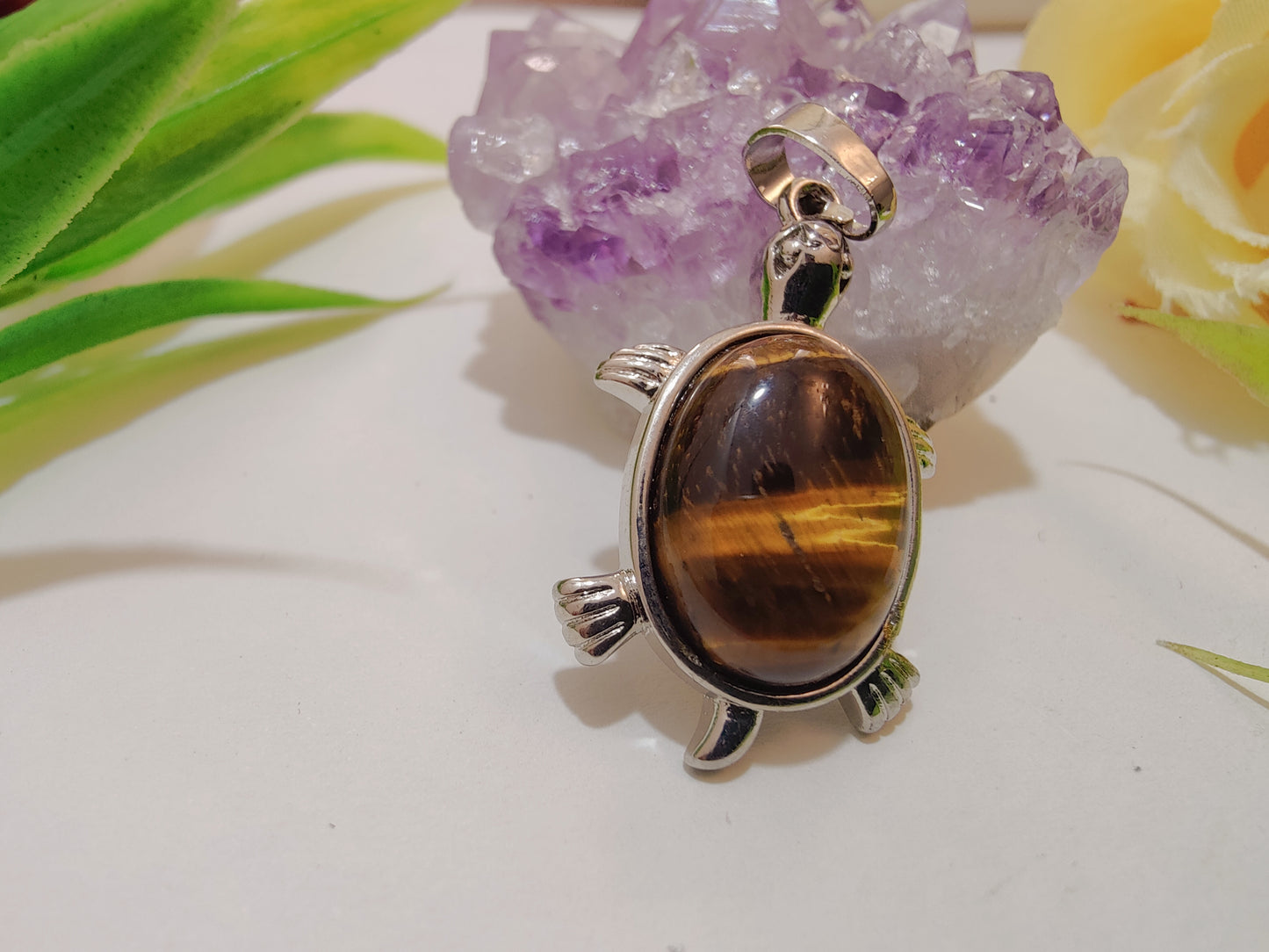 Tiger Eye Tortoise Shape Pendant