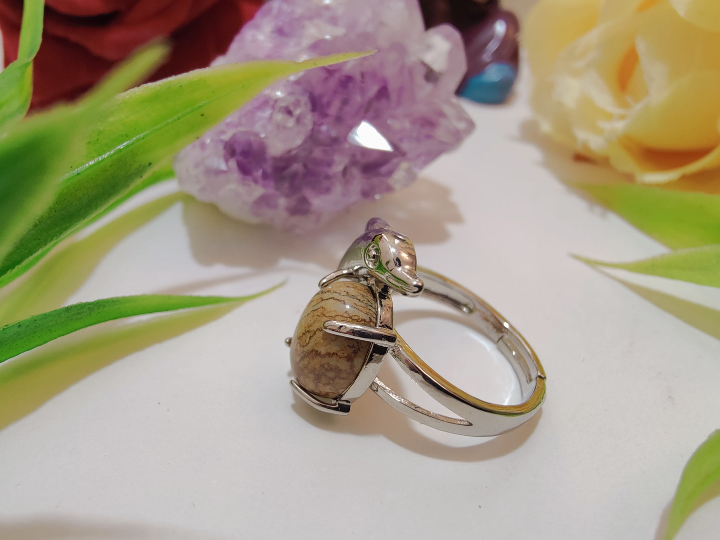 Fish Design Crystal Rings
