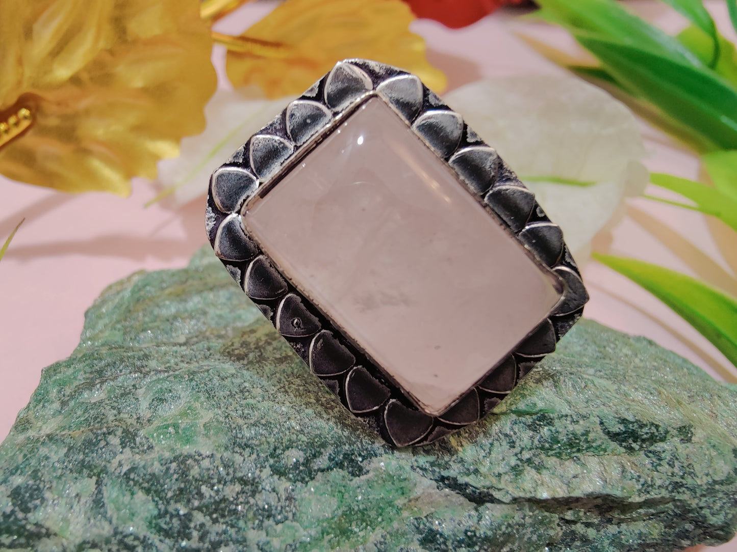 Rose Quartz Metal Ring