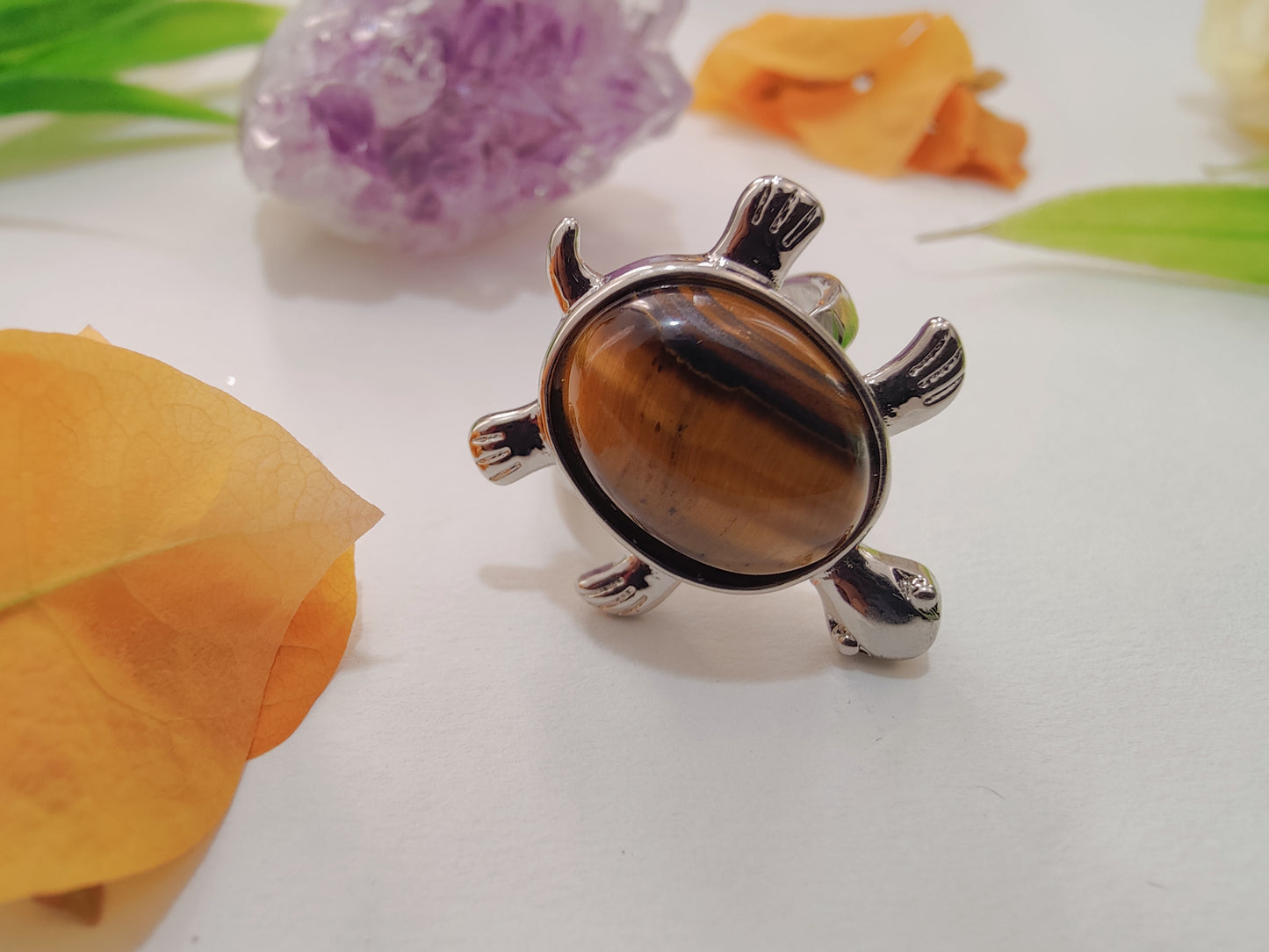Tiger Eye Tortoise Shape Ring