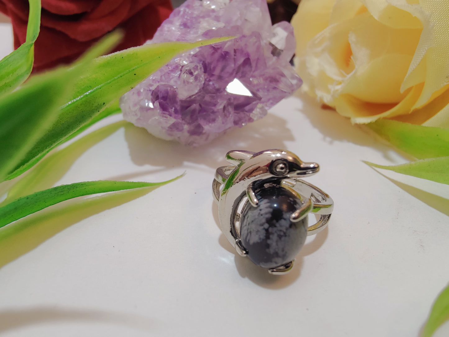 Fish Design Crystal Rings