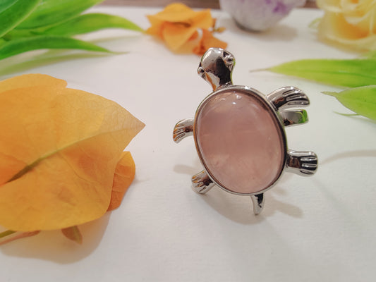 Rose Quartz Tortoise Shape Ring