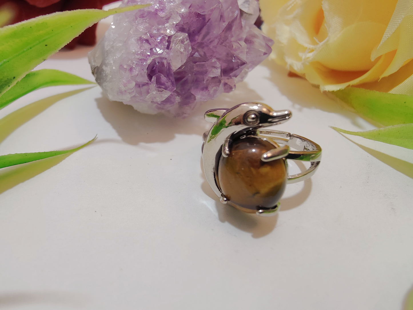 Fish Design Crystal Rings