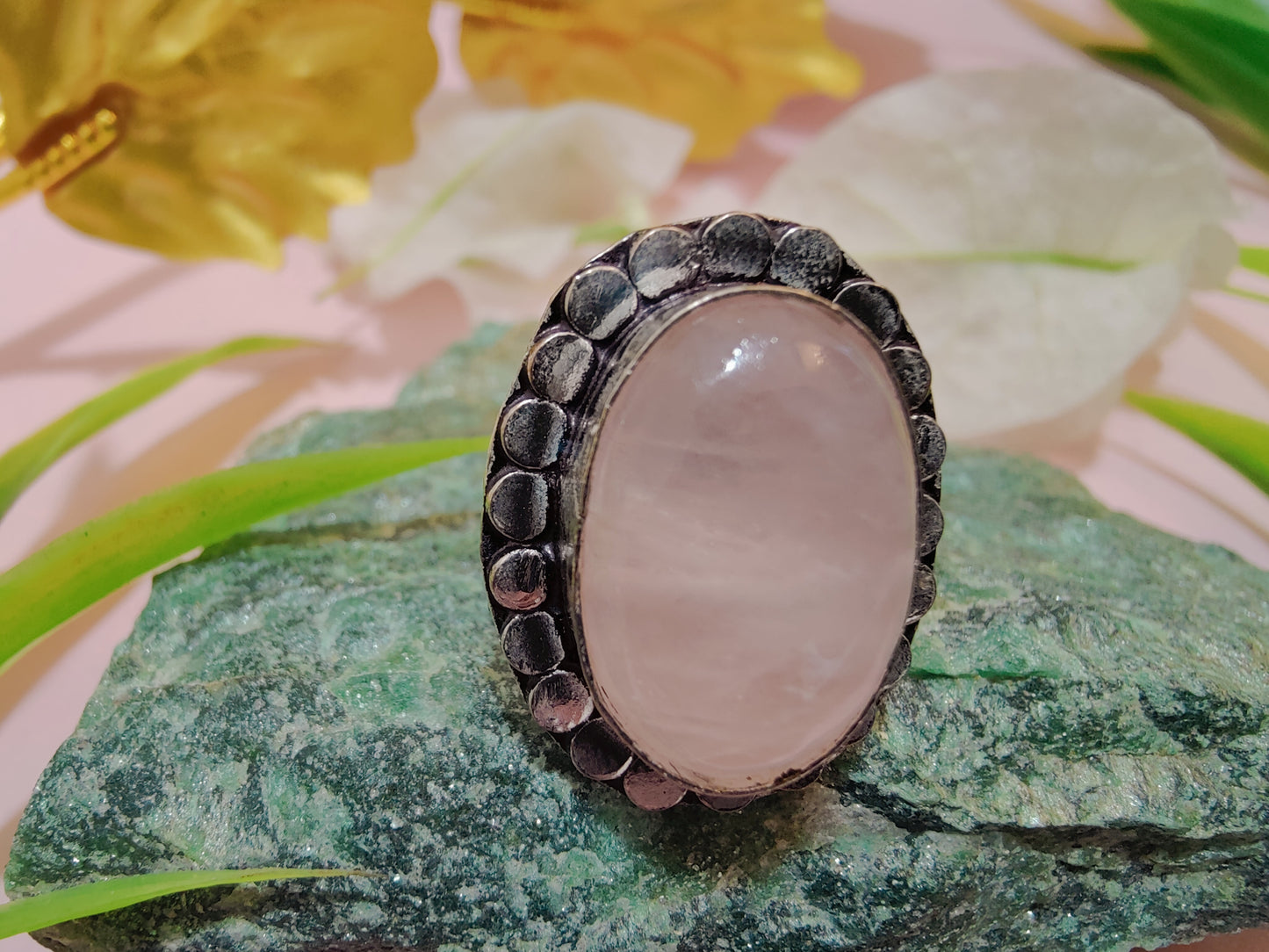 Rose Quartz Metal Ring