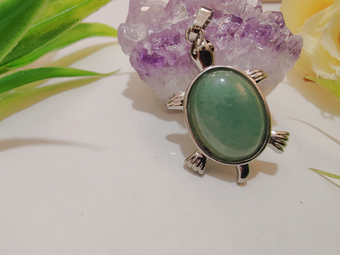 Green Aventurine Tortoise Shape Pendant
