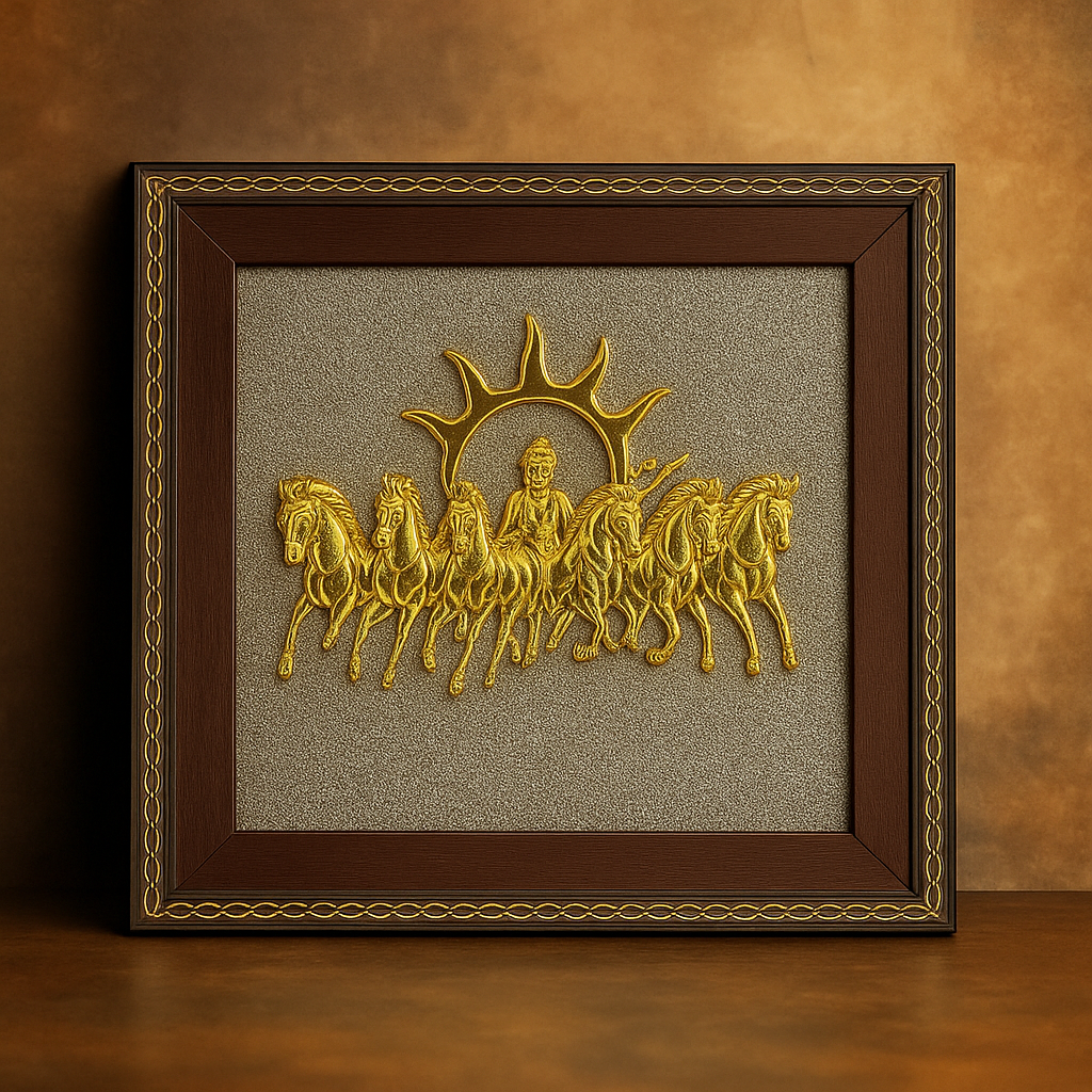 7 Horses on Raw Pyrite Frame