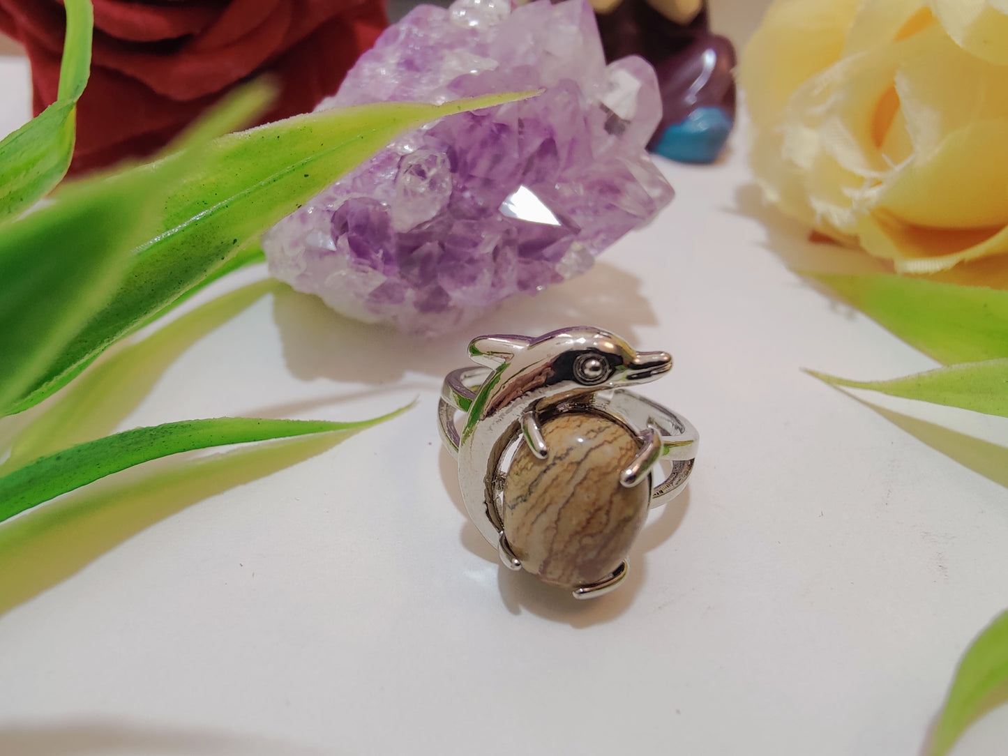 Fish Design Crystal Rings