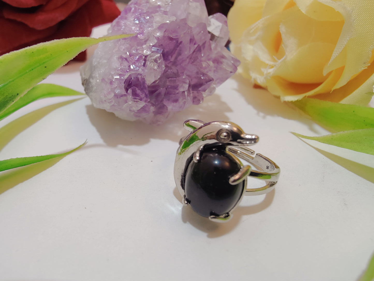 Fish Design Crystal Rings