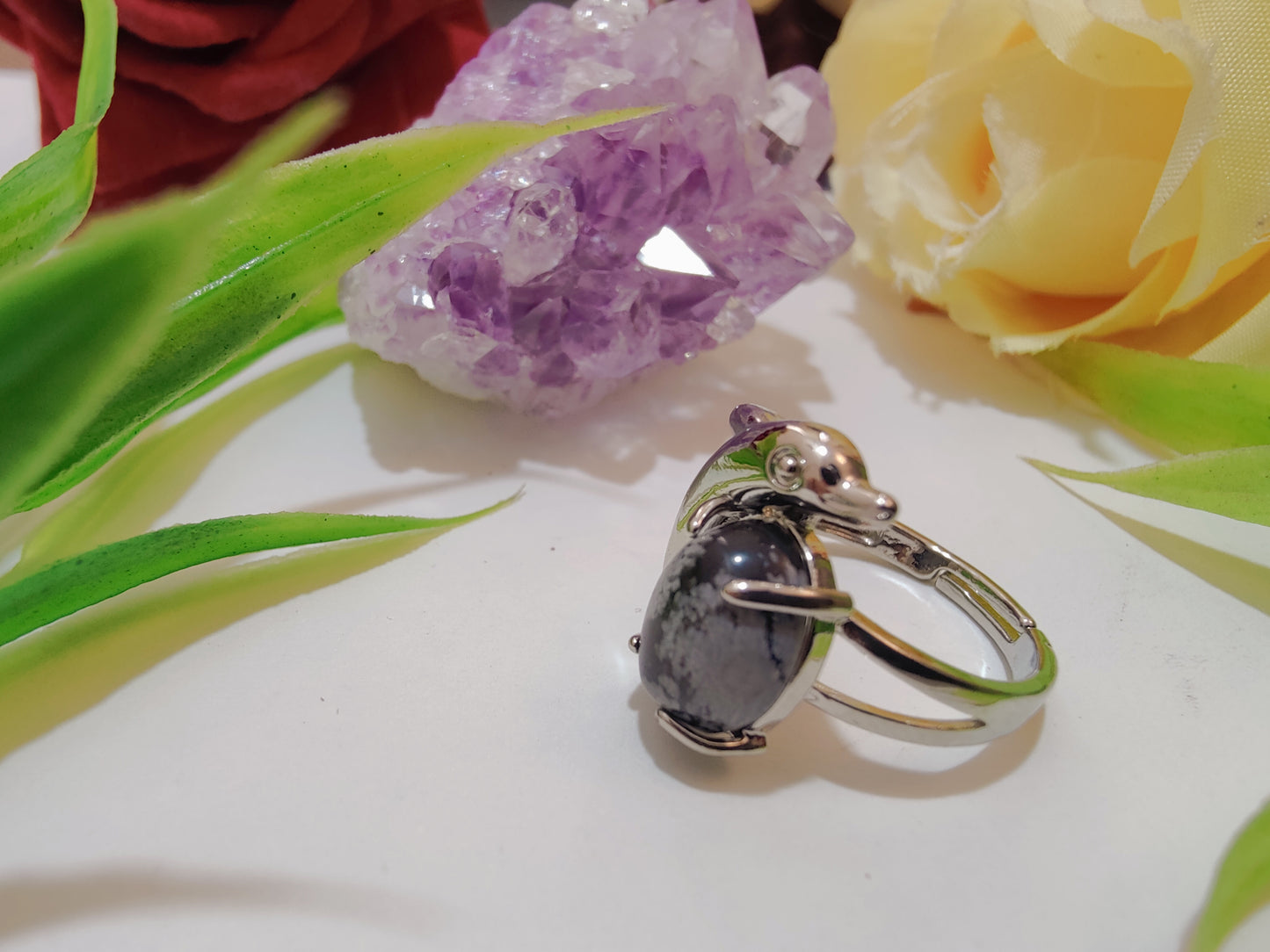 Fish Design Crystal Rings