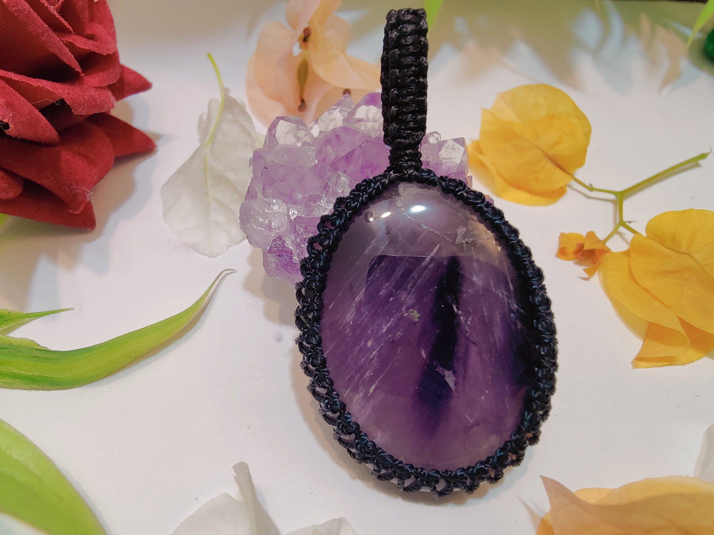 Crystal Macrame Pendant