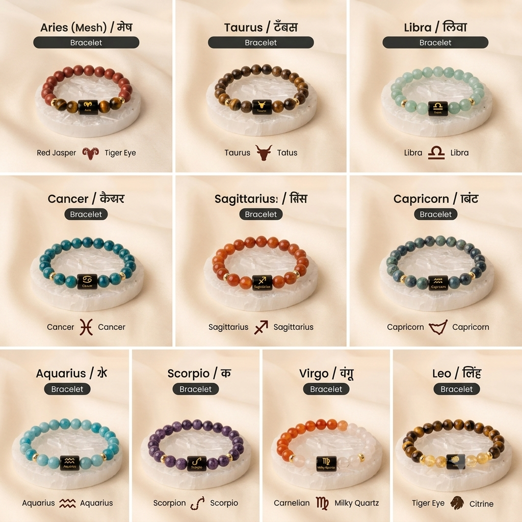 Zodiac Sign Healing Bracelets – Authentic Birthstone & Astrology Charm Bracelet for Positive Energy & Harmony