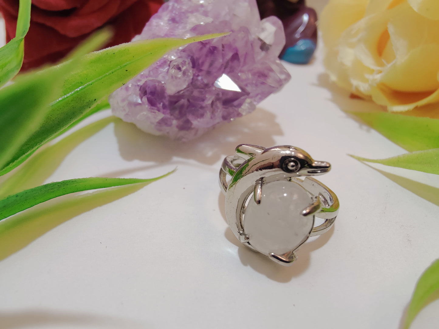 Fish Design Crystal Rings