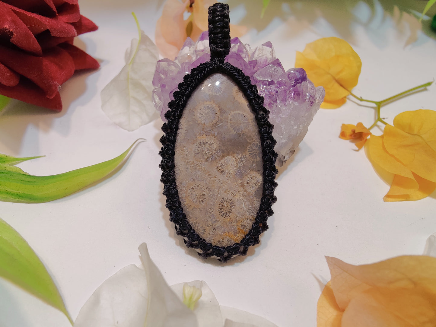 Crystal Macrame Pendant