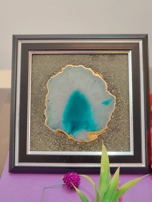 Blue Lace Agate with Pyrite Frame