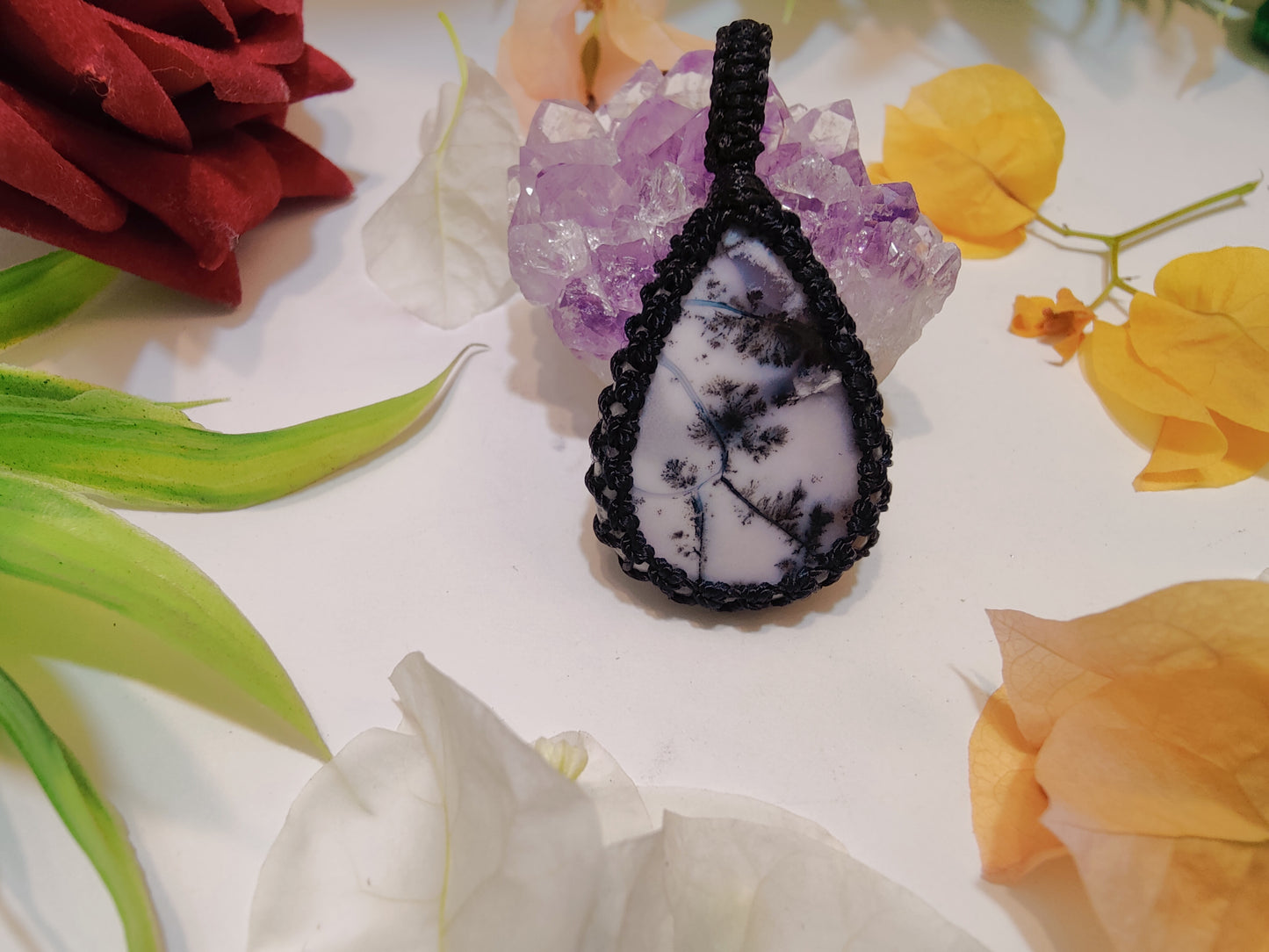 Crystal Macrame Pendant