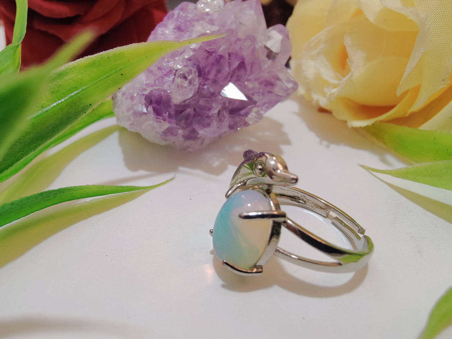 Fish Design Crystal Rings