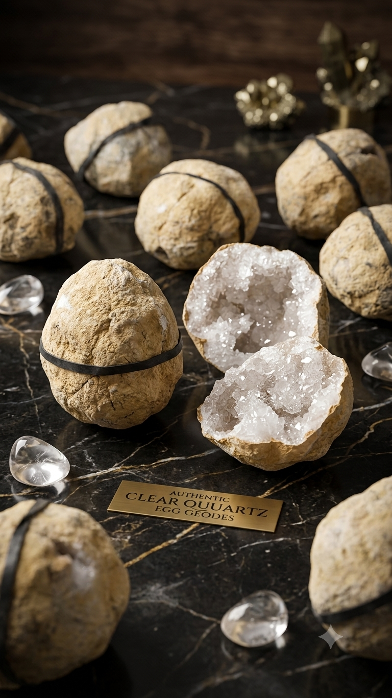 Natural Small Clear Quartz Egg Shape Geode