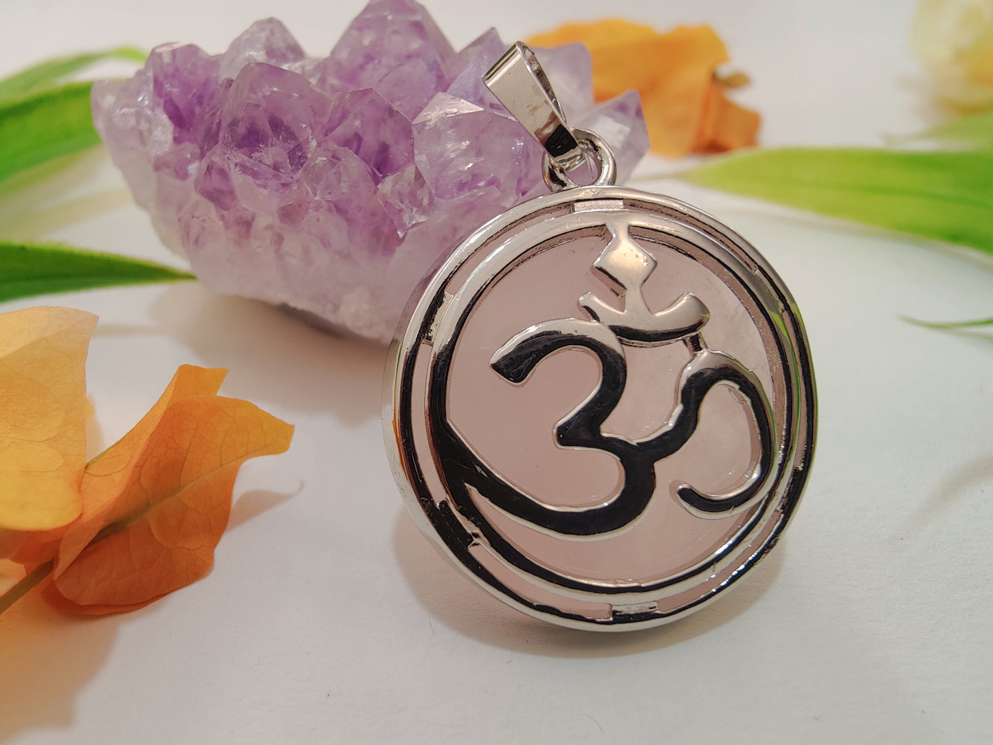 Rose Quartz Om Pendant