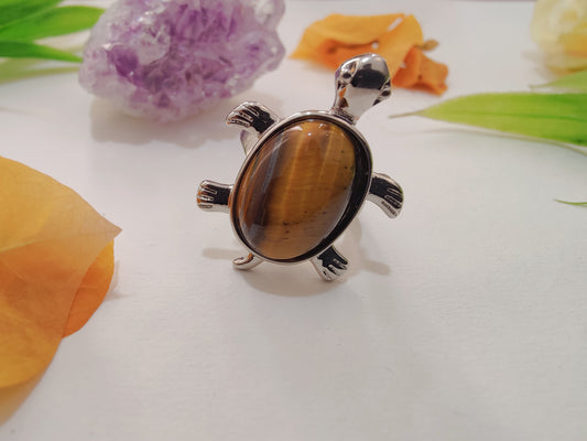 Tiger Eye Tortoise Shape Ring