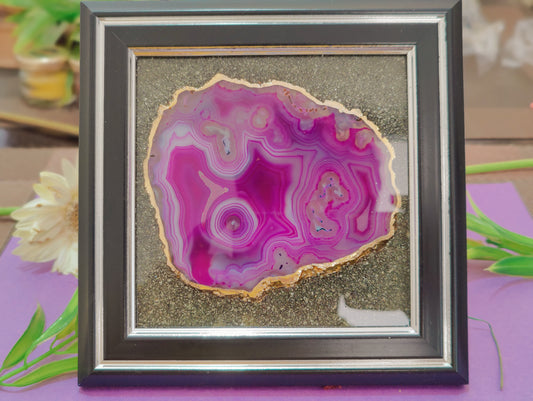 Purple Agate with Pyrite Frame