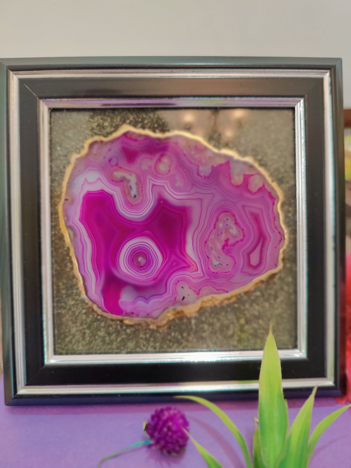 Purple Agate with Pyrite Frame