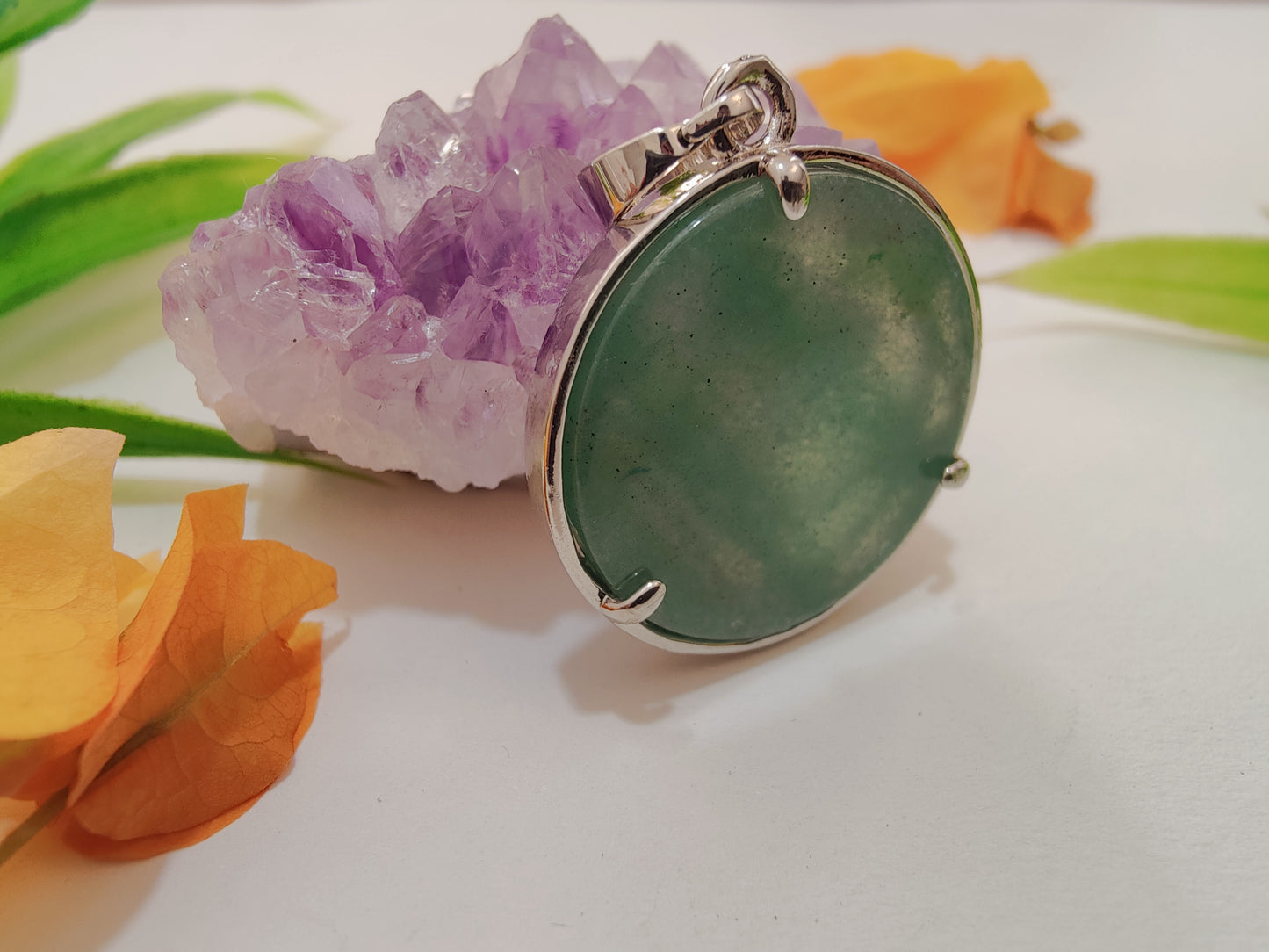 Green Aventurine Om Pendant