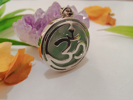 Green Aventurine Om Pendant