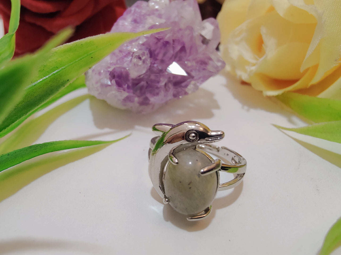 Fish Design Crystal Rings