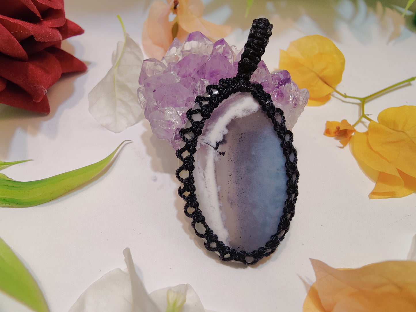 Crystal Macrame Pendant