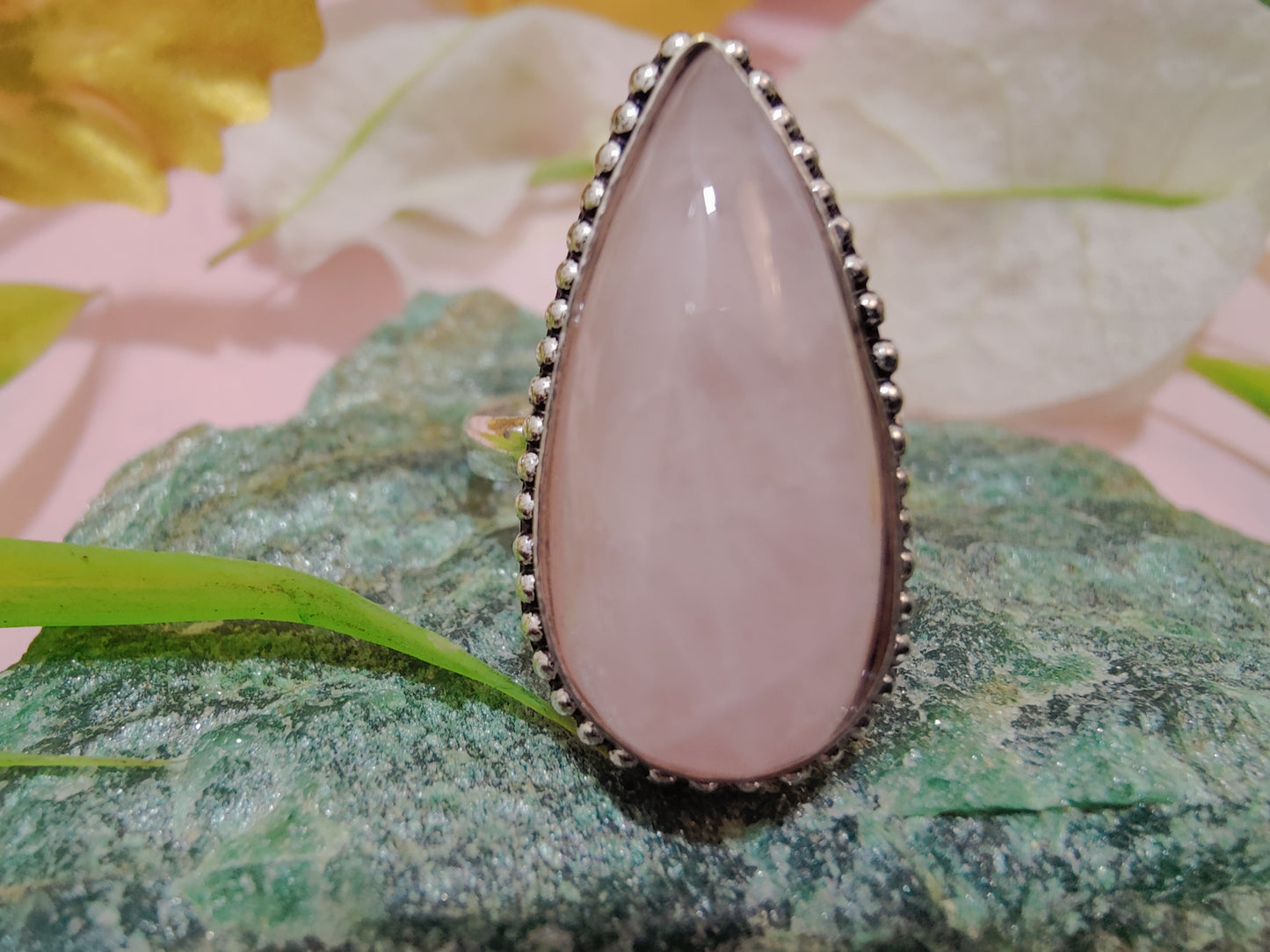 Rose Quartz Metal Ring